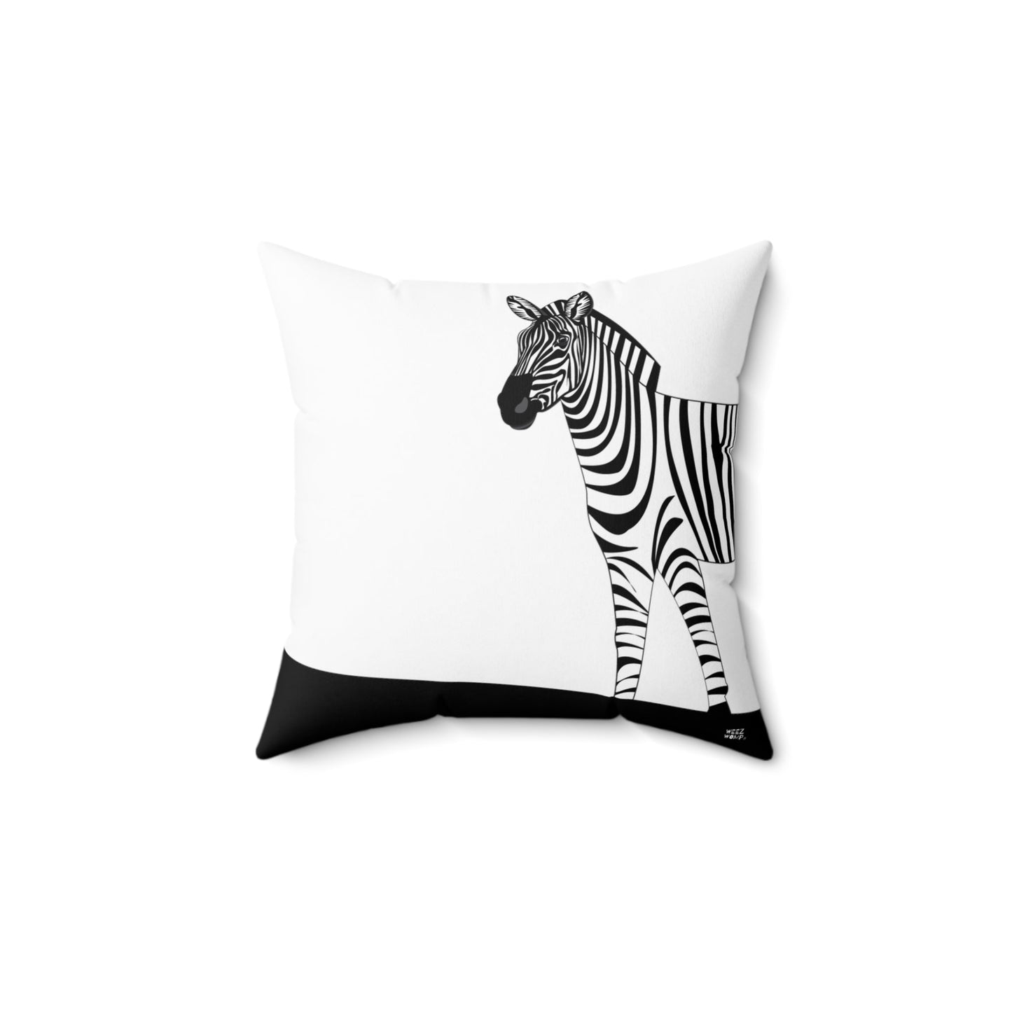 Spun Polyester Square Zebra Pillow by WeezWomp - WeezWomp