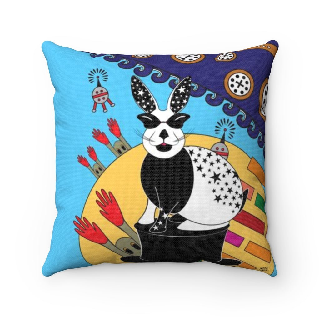 The Bunny Show - Alien Invasion - Spun Polyester Square Pillow by WeezWomp - WeezWomp