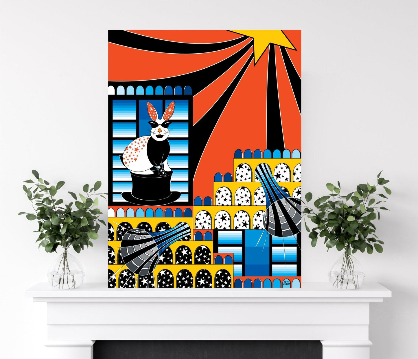 "The Bunny Show" Contemporary Wall Art - Retro Decor - Acrylic Art - 36 x 24 - WeezWomp