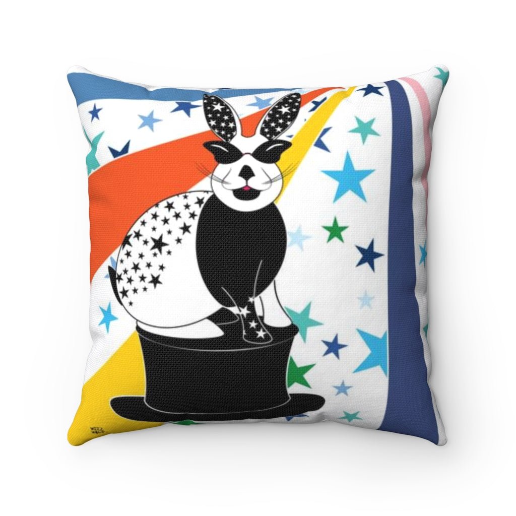 The Bunny Show - Introduction - Spun Polyester Square Pillow by WeezWomp - WeezWomp