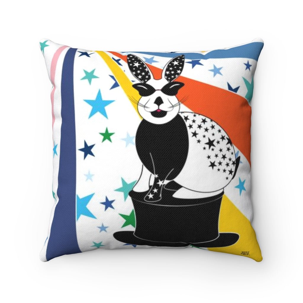 The Bunny Show - Introduction - Spun Polyester Square Pillow by WeezWomp - WeezWomp