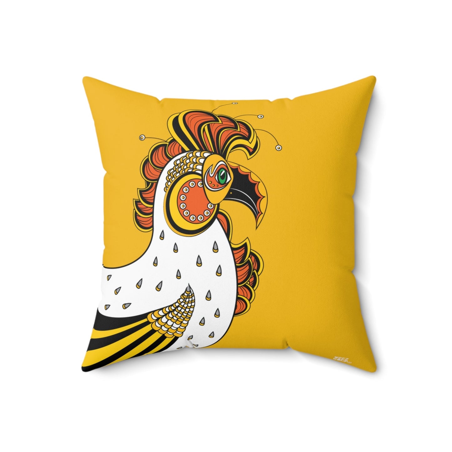 The Rooster - Yellow Spun Polyester Square Pillow by WeezWomp - WeezWomp