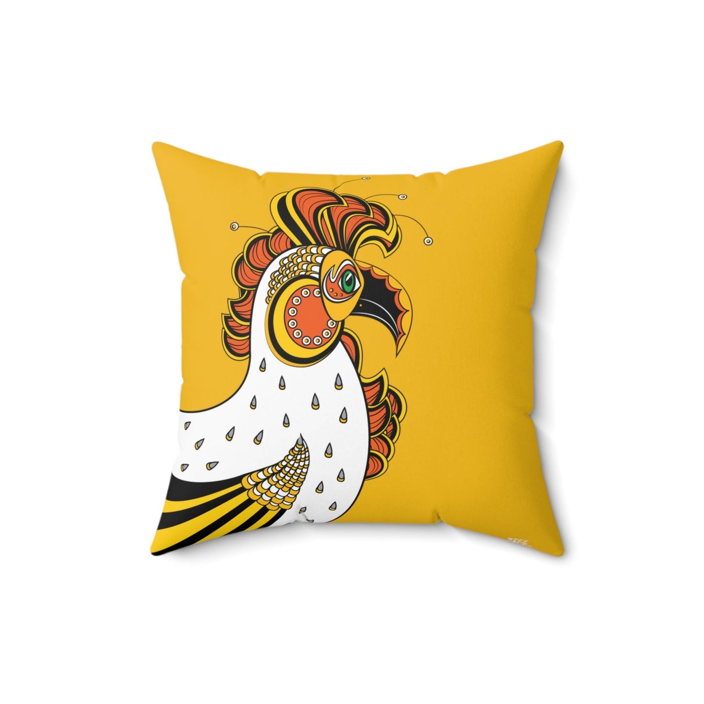 The Rooster - Yellow Spun Polyester Square Pillow by WeezWomp - WeezWomp