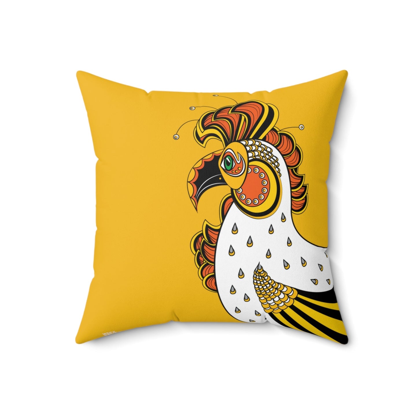 The Rooster - Yellow Spun Polyester Square Pillow by WeezWomp - WeezWomp