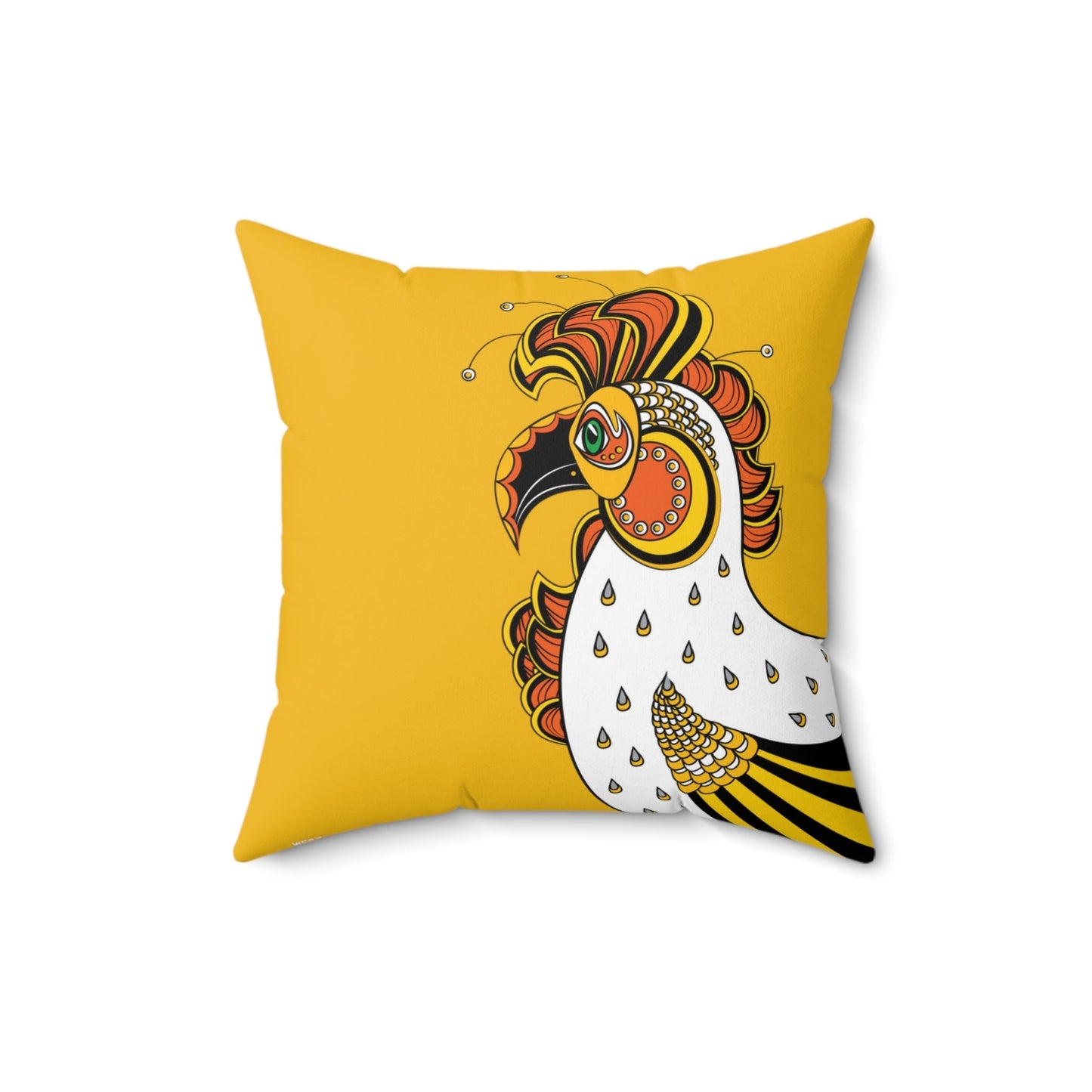 The Rooster - Yellow Spun Polyester Square Pillow by WeezWomp - WeezWomp