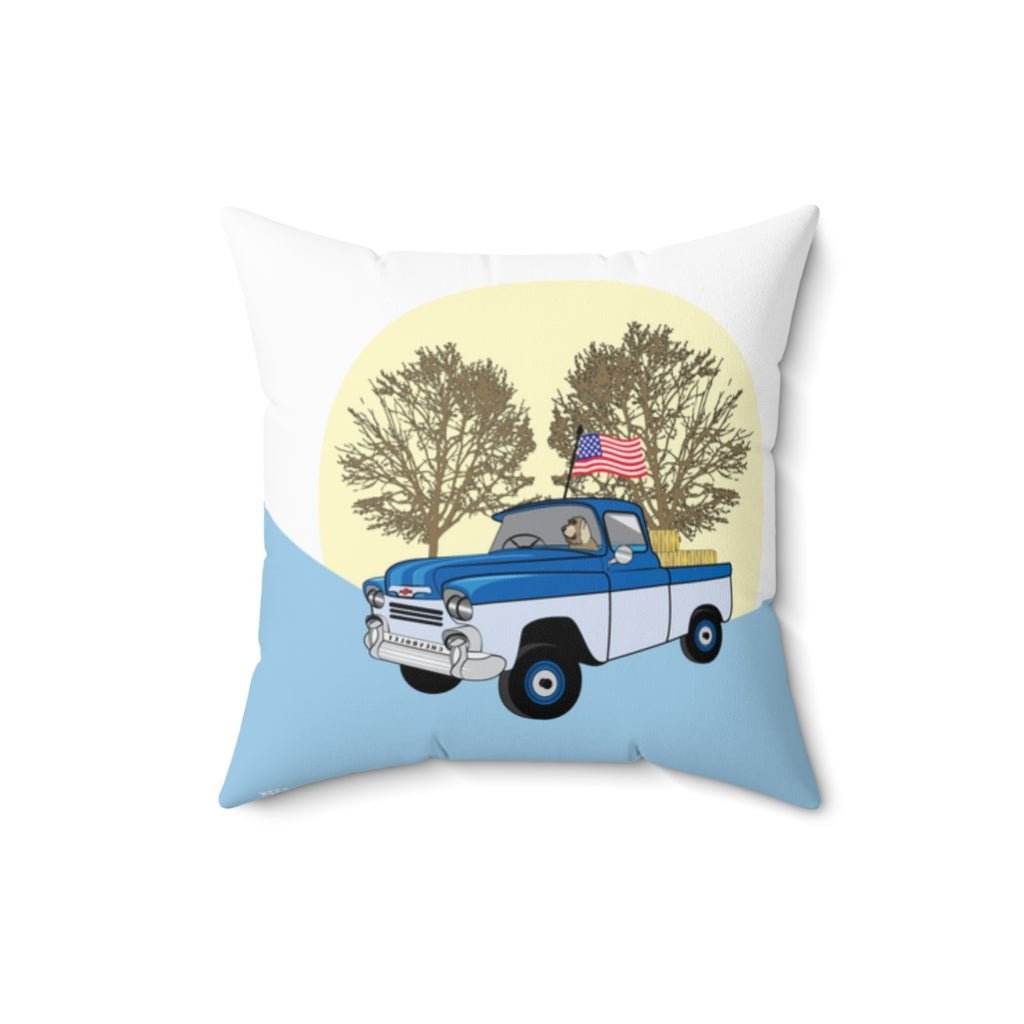 THROW PILLOW, Chevy Truck Pillow, Truck Pillow, Americana Decor, Boys Accent Square Pillow, Blue Pillows Train, Farmhouse Home Decor - WeezWomp