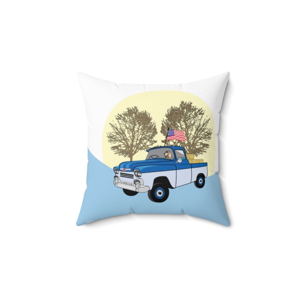 THROW PILLOW, Chevy Truck Pillow, Truck Pillow, Americana Decor, Boys Accent Square Pillow, Blue Pillows Train, Farmhouse Home Decor - WeezWomp