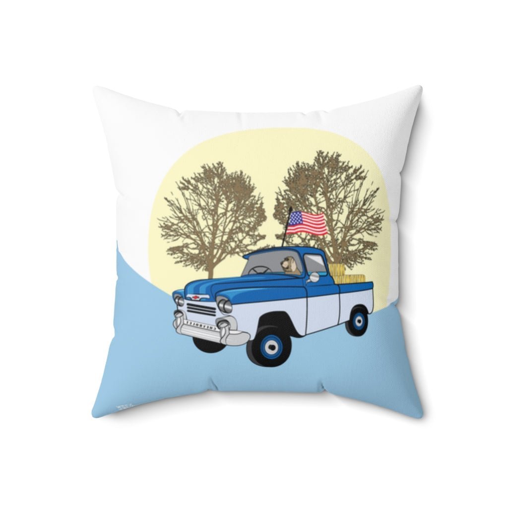 THROW PILLOW, Chevy Truck Pillow, Truck Pillow, Americana Decor, Boys Accent Square Pillow, Blue Pillows Train, Farmhouse Home Decor - WeezWomp