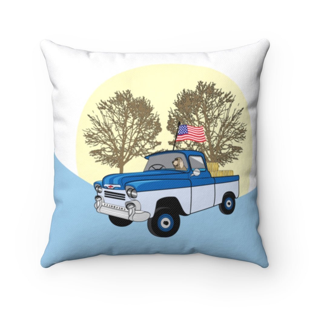 THROW PILLOW, Chevy Truck Pillow, Truck Pillow, Americana Decor, Fun Accent Square Pillow, Blue Pillow, Farmhouse Home Decor - WeezWomp