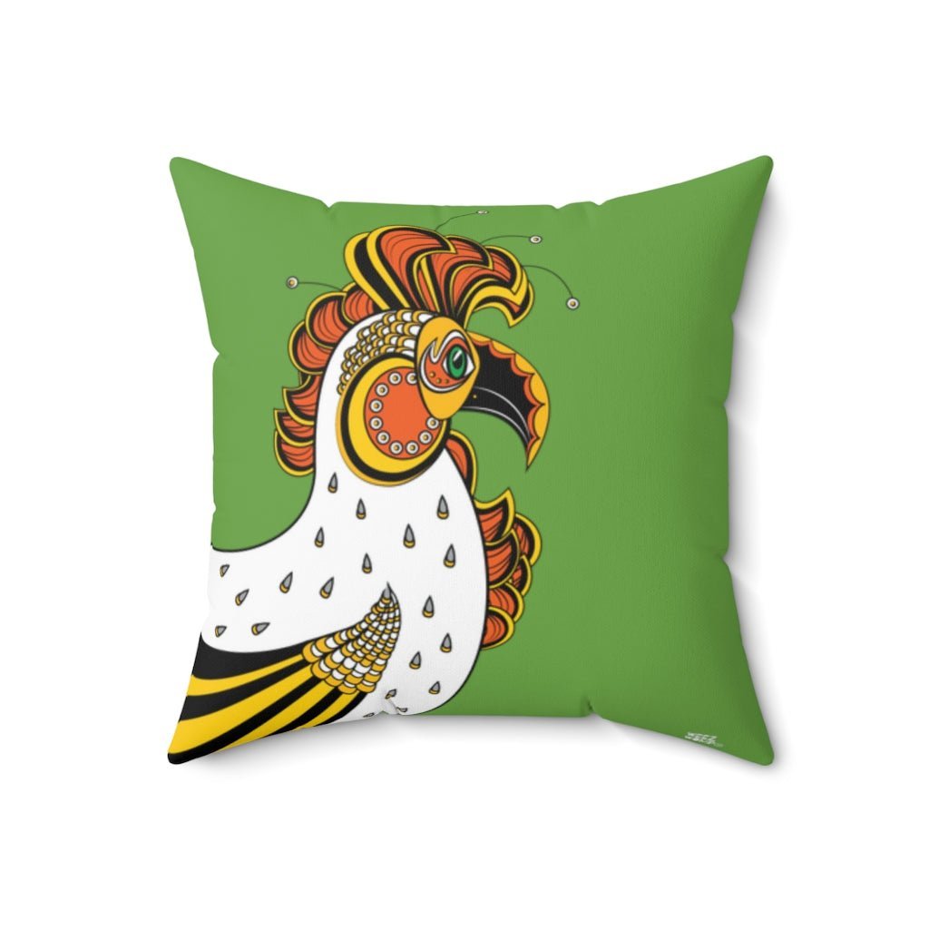 THROW PILLOW, Green Rooster Pillow, Rooster Decor, Fun Accent Pillows, Square Pillow, Farmhouse Decor - WeezWomp