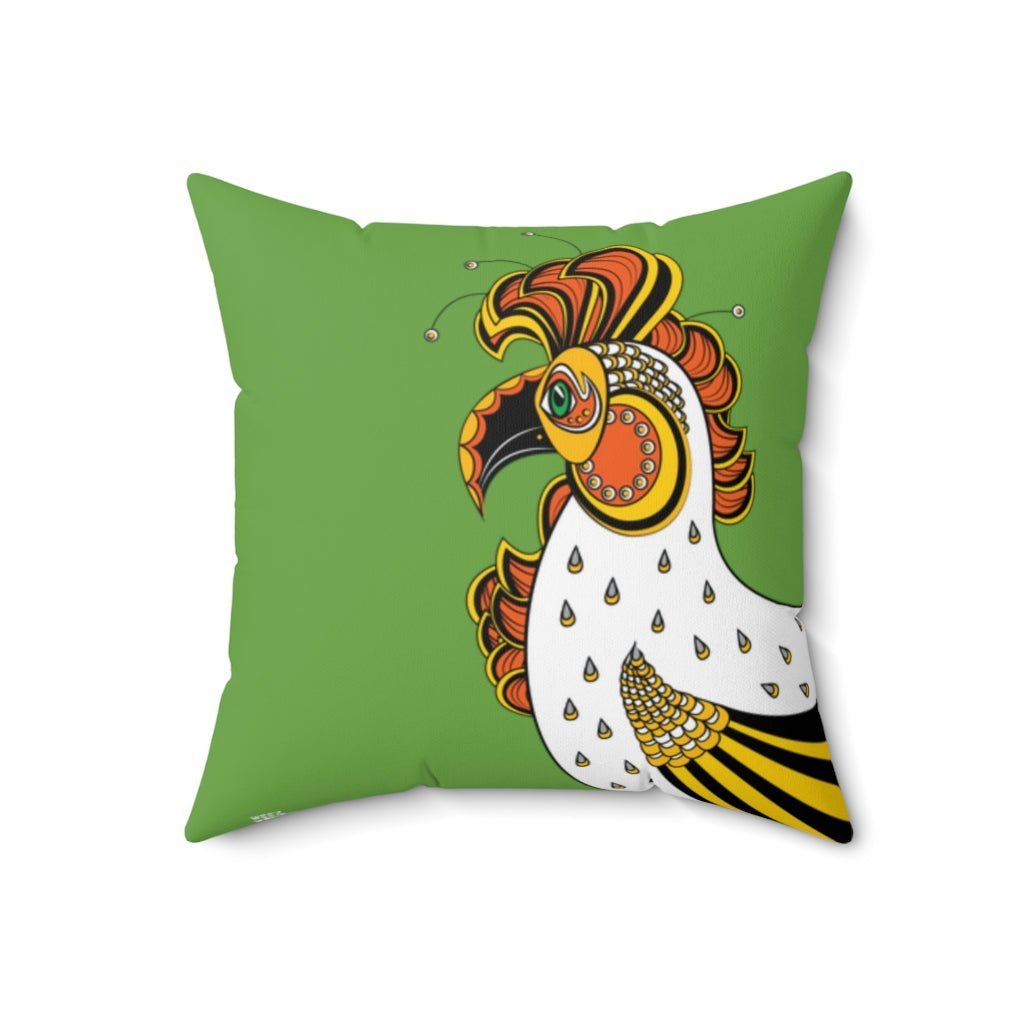 THROW PILLOW, Green Rooster Pillow, Rooster Decor, Fun Accent Pillows, Square Pillow, Farmhouse Decor - WeezWomp
