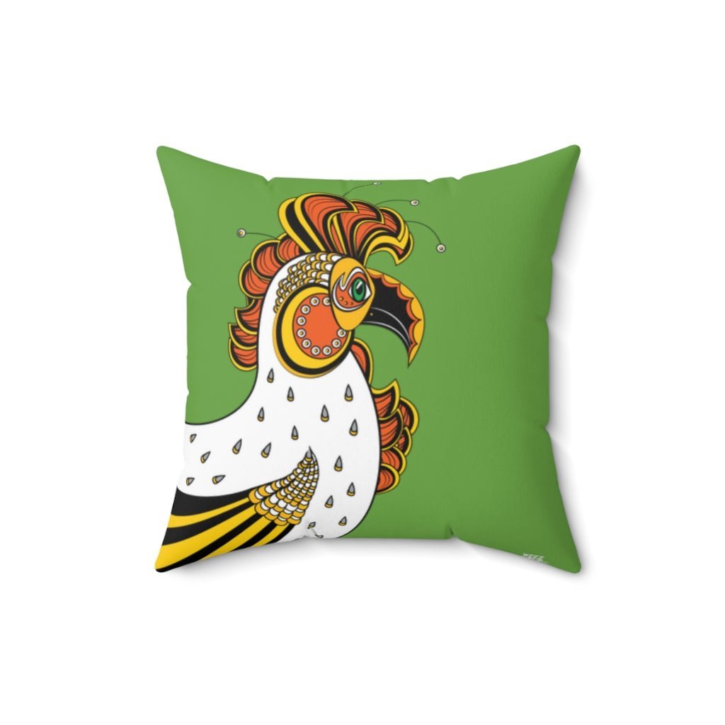 THROW PILLOW, Green Rooster Pillow, Rooster Decor, Fun Accent Pillows, Square Pillow, Farmhouse Decor - WeezWomp