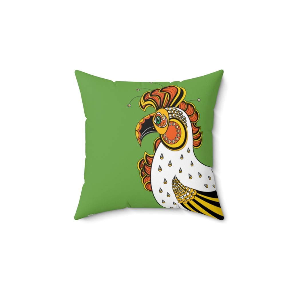 THROW PILLOW, Green Rooster Pillow, Rooster Decor, Fun Accent Pillows, Square Pillow, Farmhouse Decor - WeezWomp