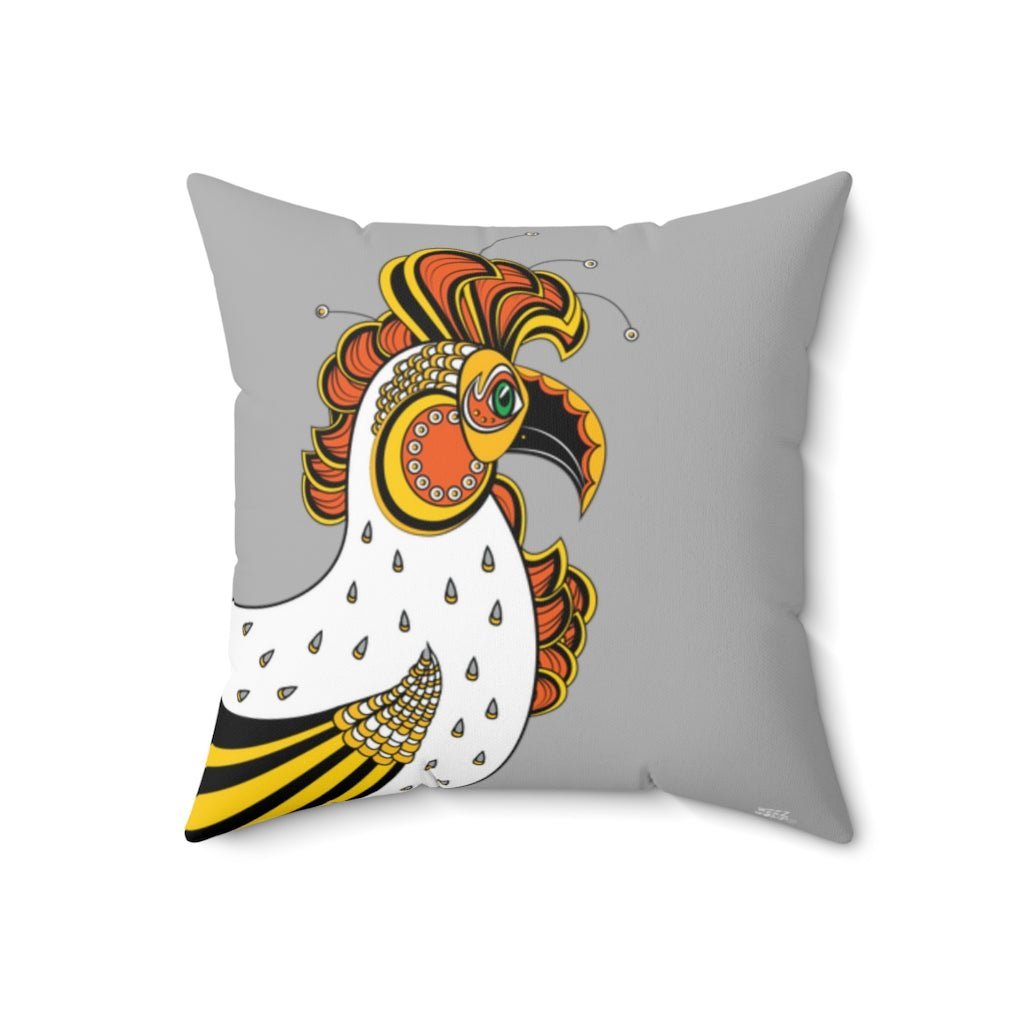 THROW PILLOW, Grey Rooster Pillow, Rooster Decor, Fun Accent Pillows, Square Pillow, Farmhouse Home Decor - WeezWomp