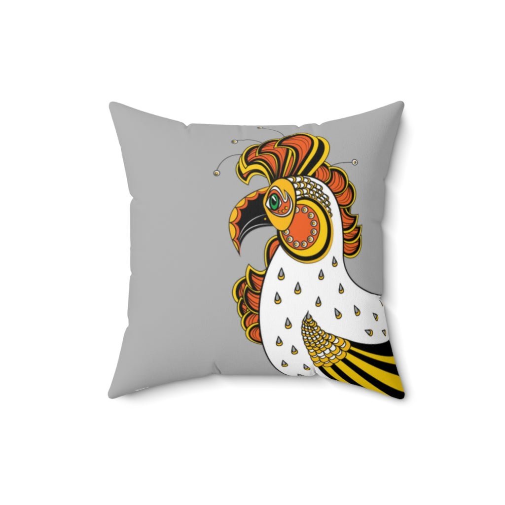 THROW PILLOW, Grey Rooster Pillow, Rooster Decor, Fun Accent Pillows, Square Pillow, Farmhouse Home Decor - WeezWomp