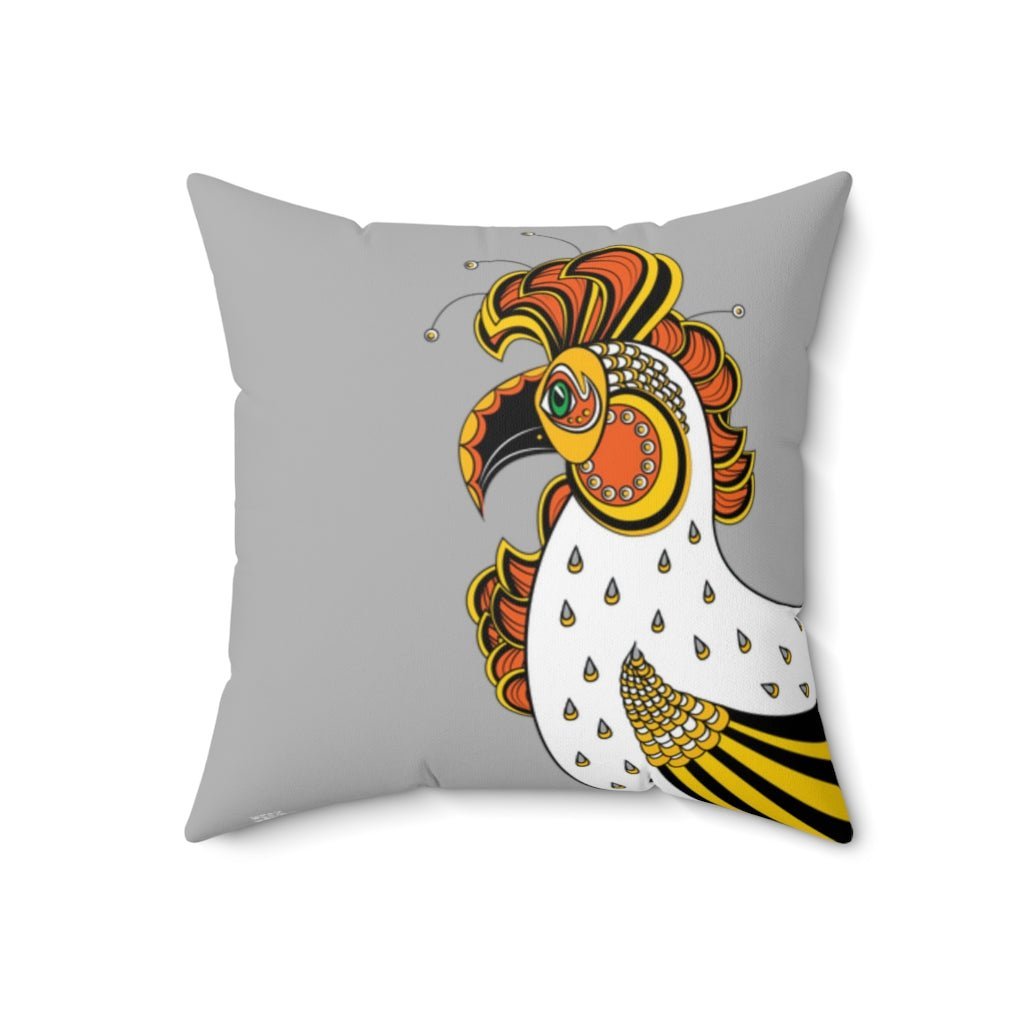 THROW PILLOW, Grey Rooster Pillow, Rooster Decor, Fun Accent Pillows, Square Pillow, Farmhouse Home Decor - WeezWomp