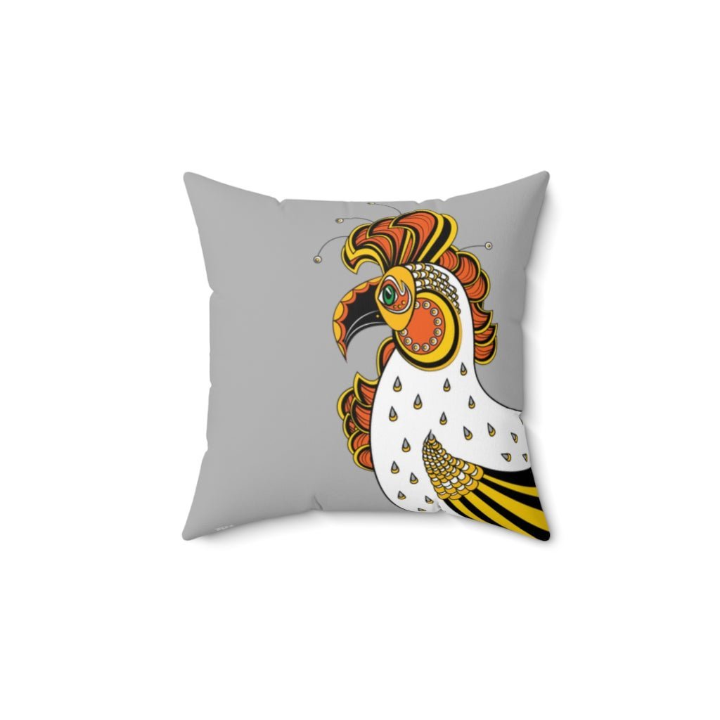 THROW PILLOW, Grey Rooster Pillow, Rooster Decor, Fun Accent Pillows, Square Pillow, Farmhouse Home Decor - WeezWomp