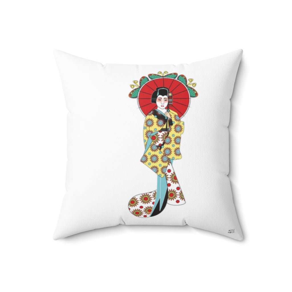 THROW PILLOW, Japanese Pillow, Geisha Pillow, Folk Art Print, Housewarming, Designer Pillows - WeezWomp