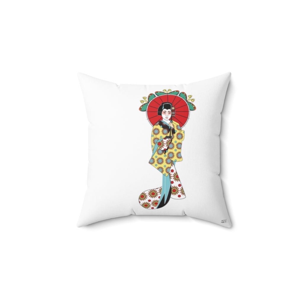 THROW PILLOW, Japanese Pillow, Geisha Pillow, Folk Art Print, Housewarming, Designer Pillows - WeezWomp