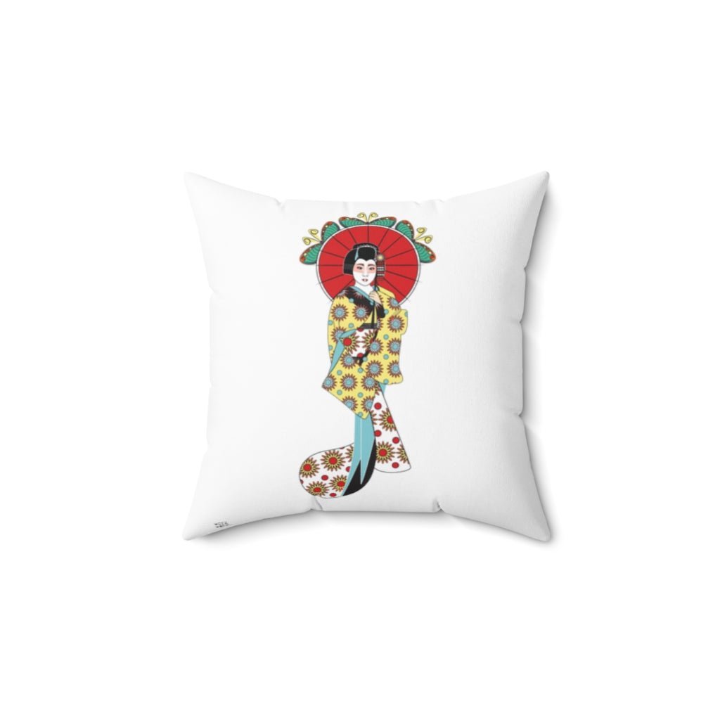 THROW PILLOW, Japanese Pillow, Geisha Pillow, Folk Art Print, Housewarming, Designer Pillows - WeezWomp