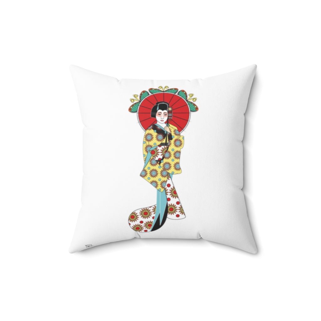 THROW PILLOW, Japanese Pillow, Geisha Pillow, Folk Art Print, Housewarming, Designer Pillows - WeezWomp