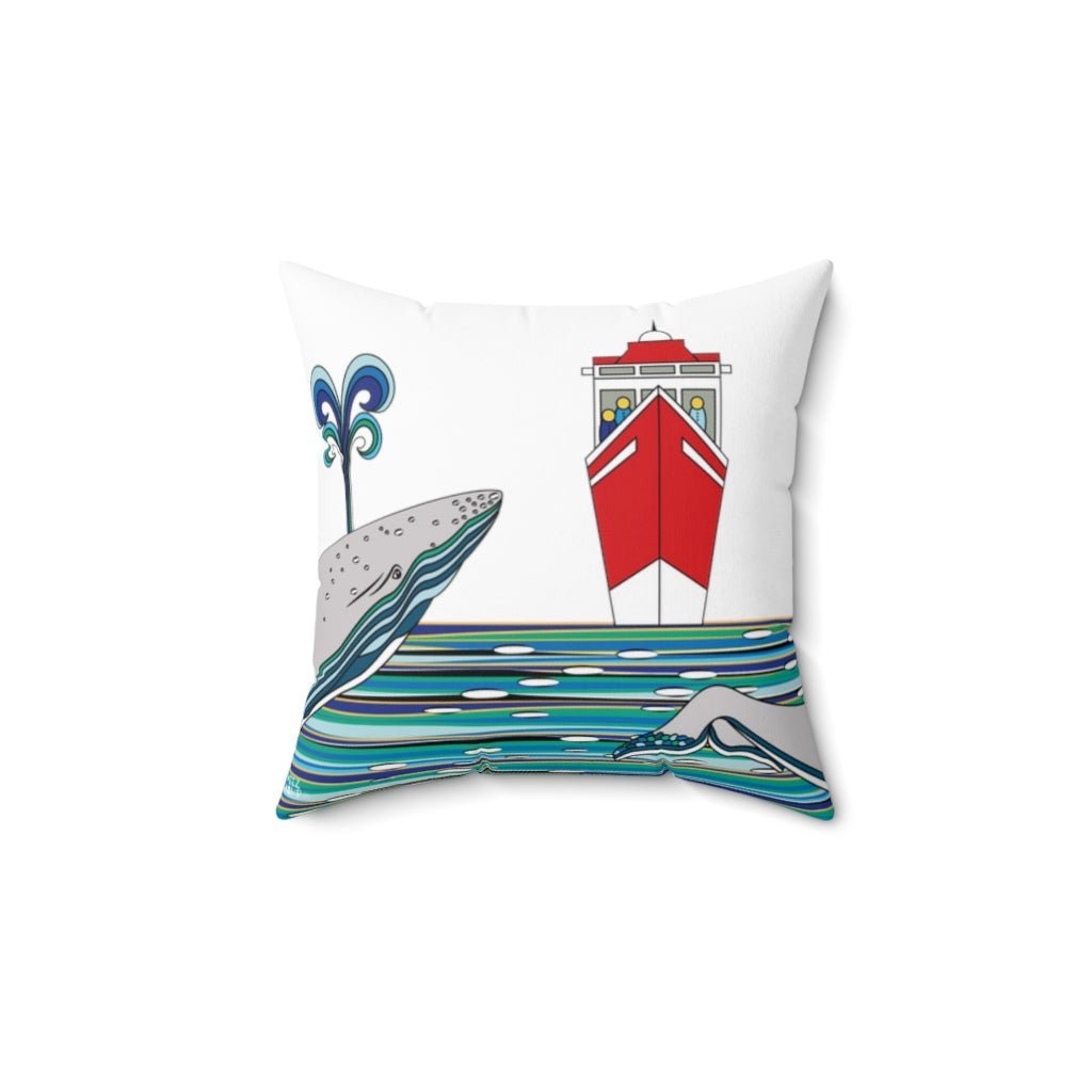 THROW PILLOW, Whale Pillow, Ocean Decor, Fun Accent Pillows, Square Pillow, Nautical Home Decor, Beach House Pillows - WeezWomp
