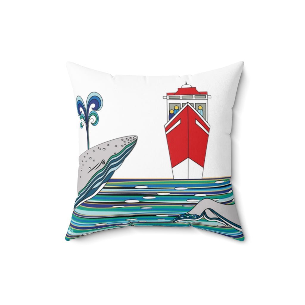 THROW PILLOW, Whale Pillow, Ocean Decor, Fun Accent Pillows, Square Pillow, Nautical Home Decor, Beach House Pillows - WeezWomp