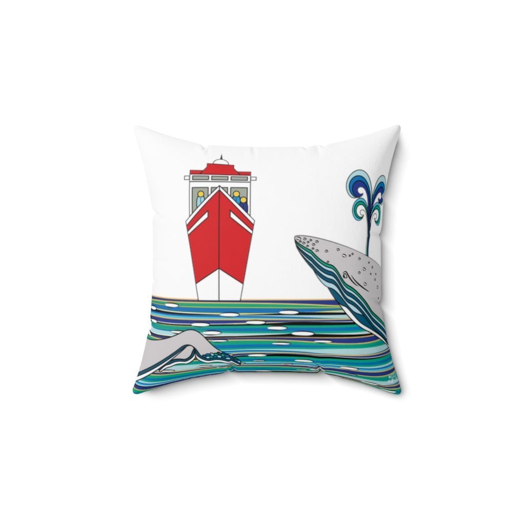 THROW PILLOW, Whale Pillow, Ocean Decor, Fun Accent Pillows, Square Pillow, Nautical Home Decor, Beach House Pillows - WeezWomp