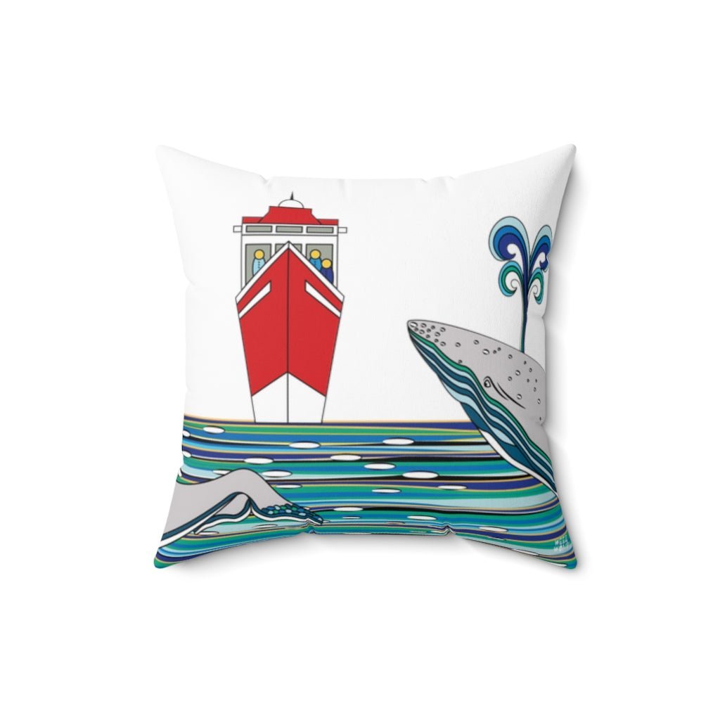 THROW PILLOW, Whale Pillow, Ocean Decor, Fun Accent Pillows, Square Pillow, Nautical Home Decor, Beach House Pillows - WeezWomp