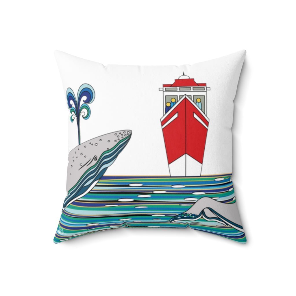 THROW PILLOW, Whale Pillow, Ocean Decor, Fun Accent Pillows, Square Pillow, Nautical Home Decor, Beach House Pillows - WeezWomp