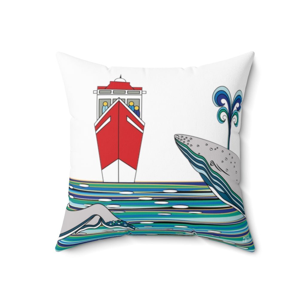 THROW PILLOW, Whale Pillow, Ocean Decor, Fun Accent Pillows, Square Pillow, Nautical Home Decor, Beach House Pillows - WeezWomp