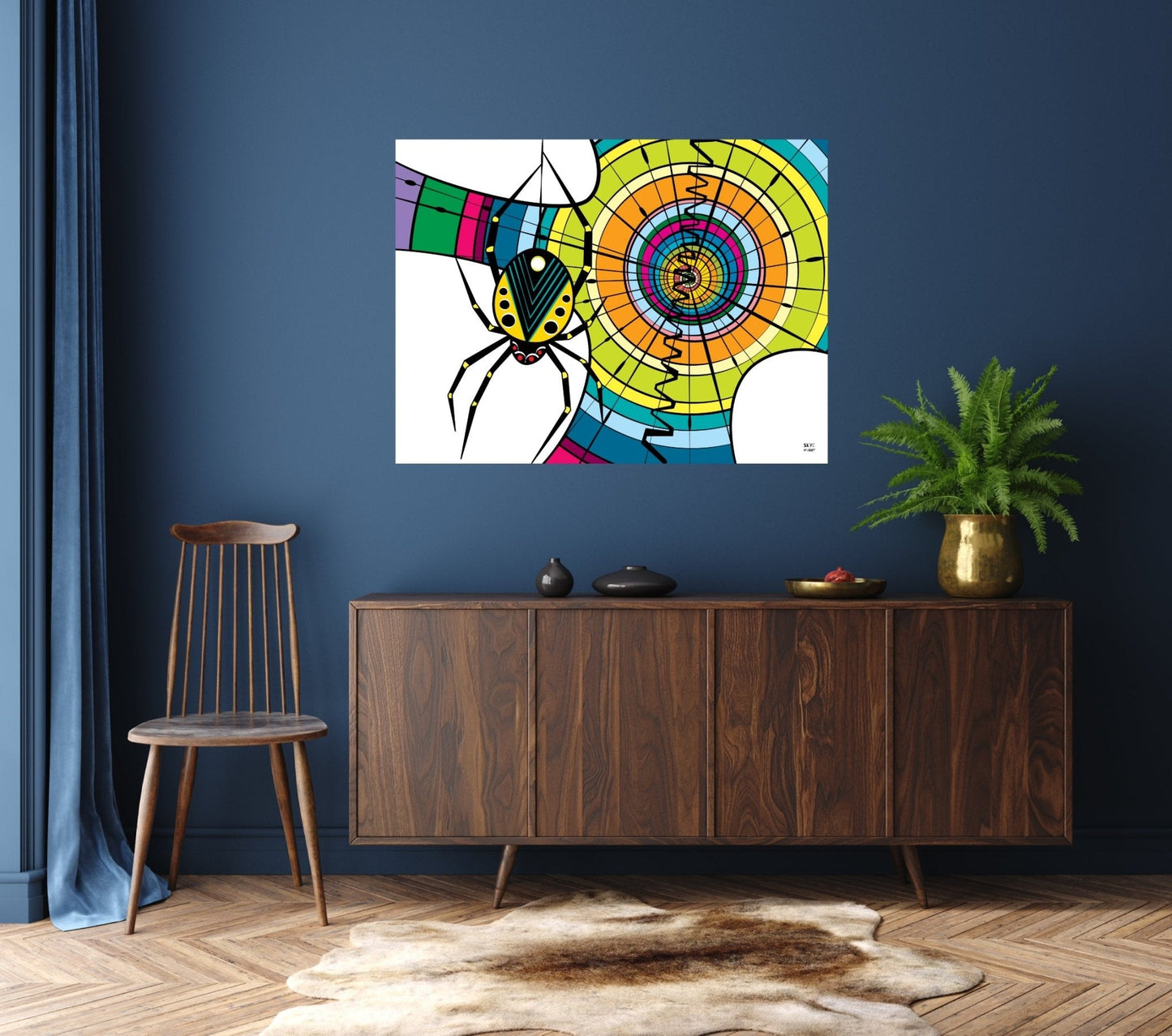 Wall Art, Folk Art, Contemporary Art, Pop Art, Retro Art, Fine Art, Modern Art, Contemporary Art, Extra Large Wall Art Caught in the Web - WeezWomp