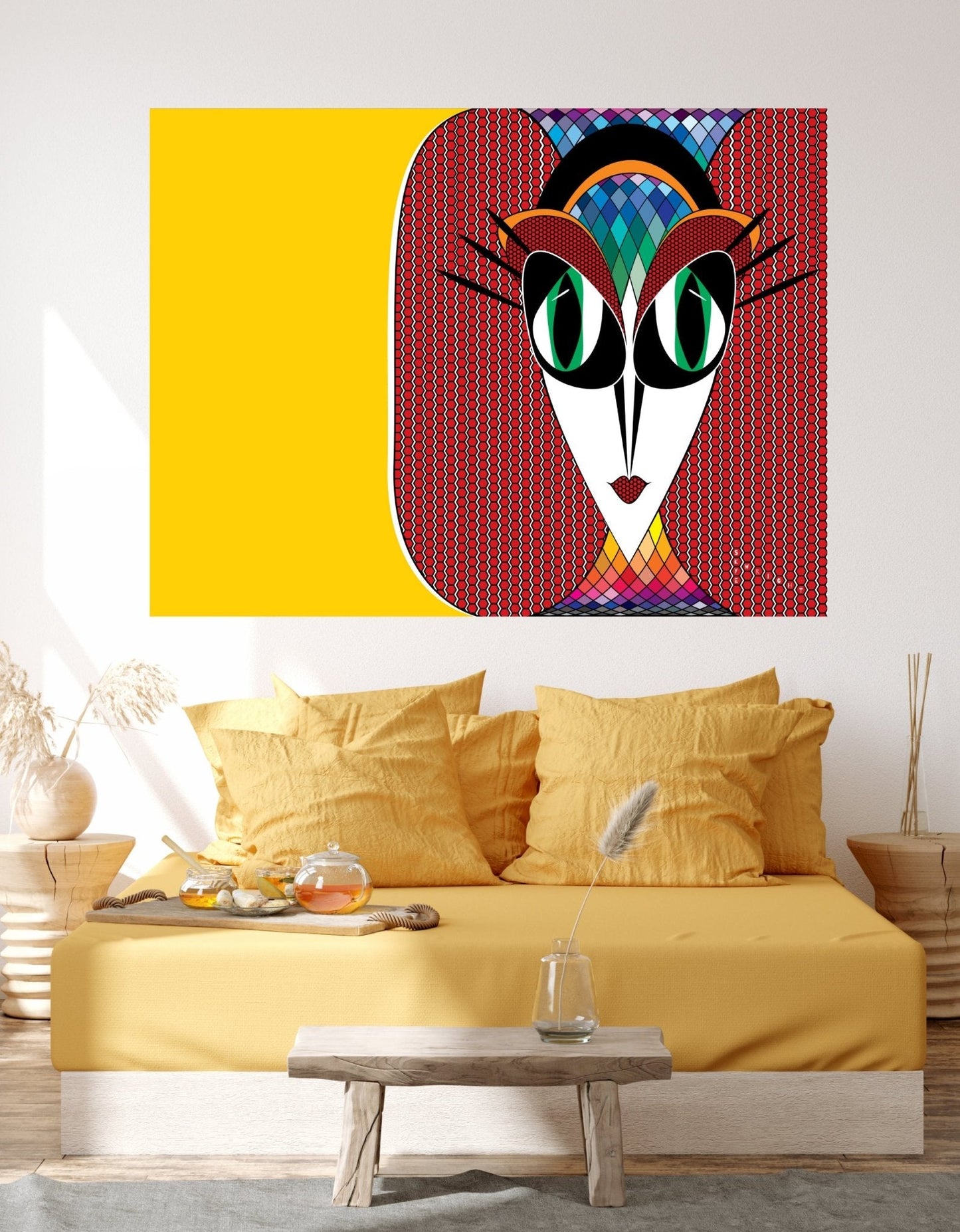 Wall Art, Folk Art, Contemporary Art, Pop Art, Retro Art, Fine Art, Modern Art, Contemporary Art, Extra Large Wall Art Stella - WeezWomp