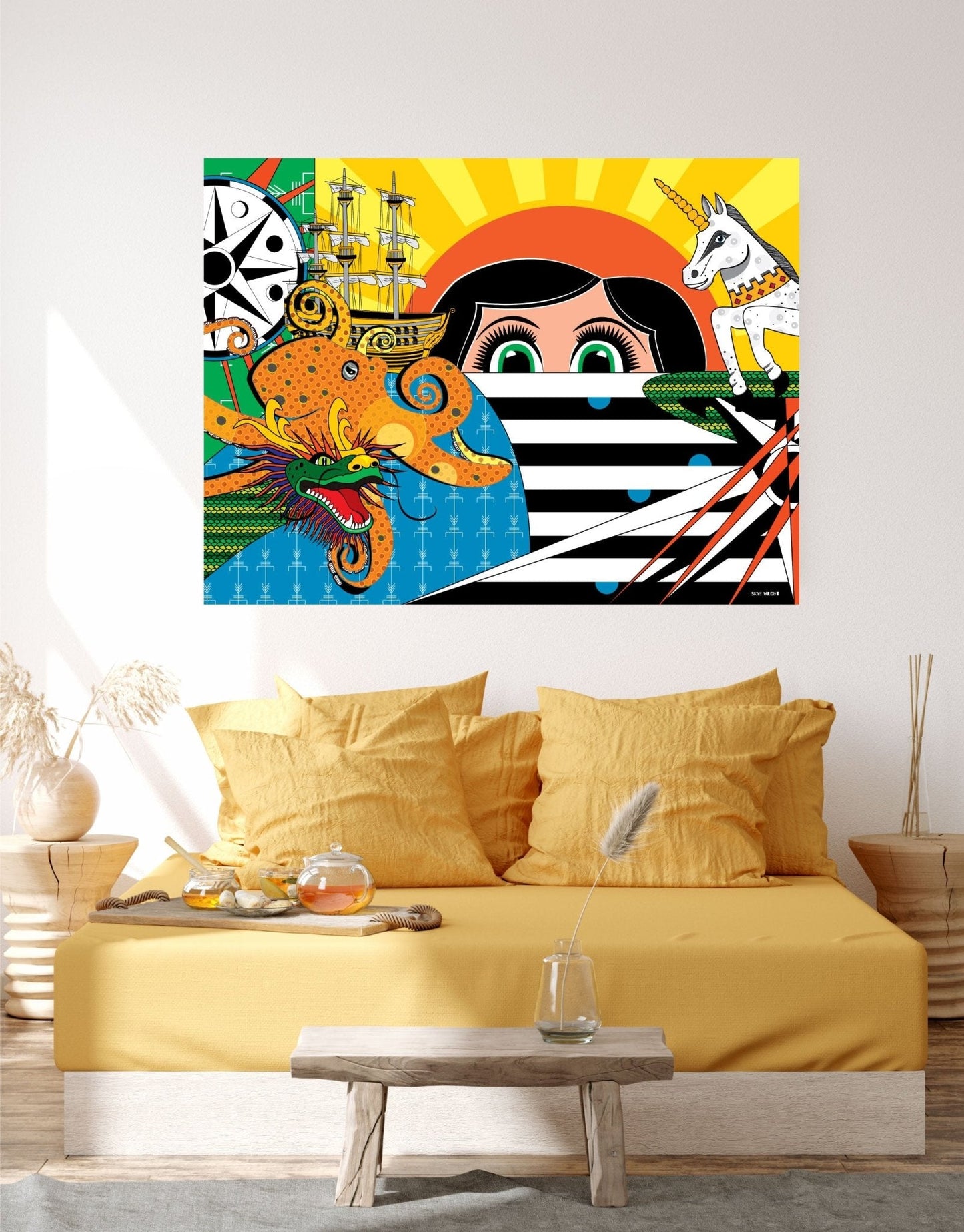 Wall Art, Folk Art, Contemporary Art, Pop Art, Retro Art, Fine Art, Modern Art, Contemporary Art, Extra Large Wall Art Under the Aquarium Sea - WeezWomp