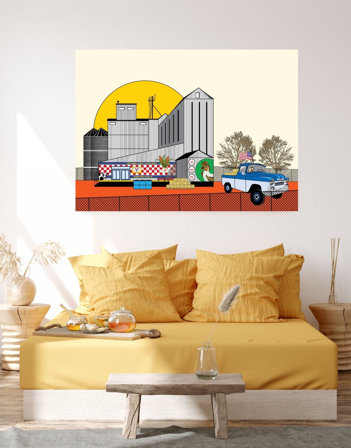 Wall Art, Folk Art, Contemporary Art, Pop Art, Retro Art, Fine Art, Modern Art, Contemporary Art, Extra Large Wall Art Waiting at the Grainery - WeezWomp