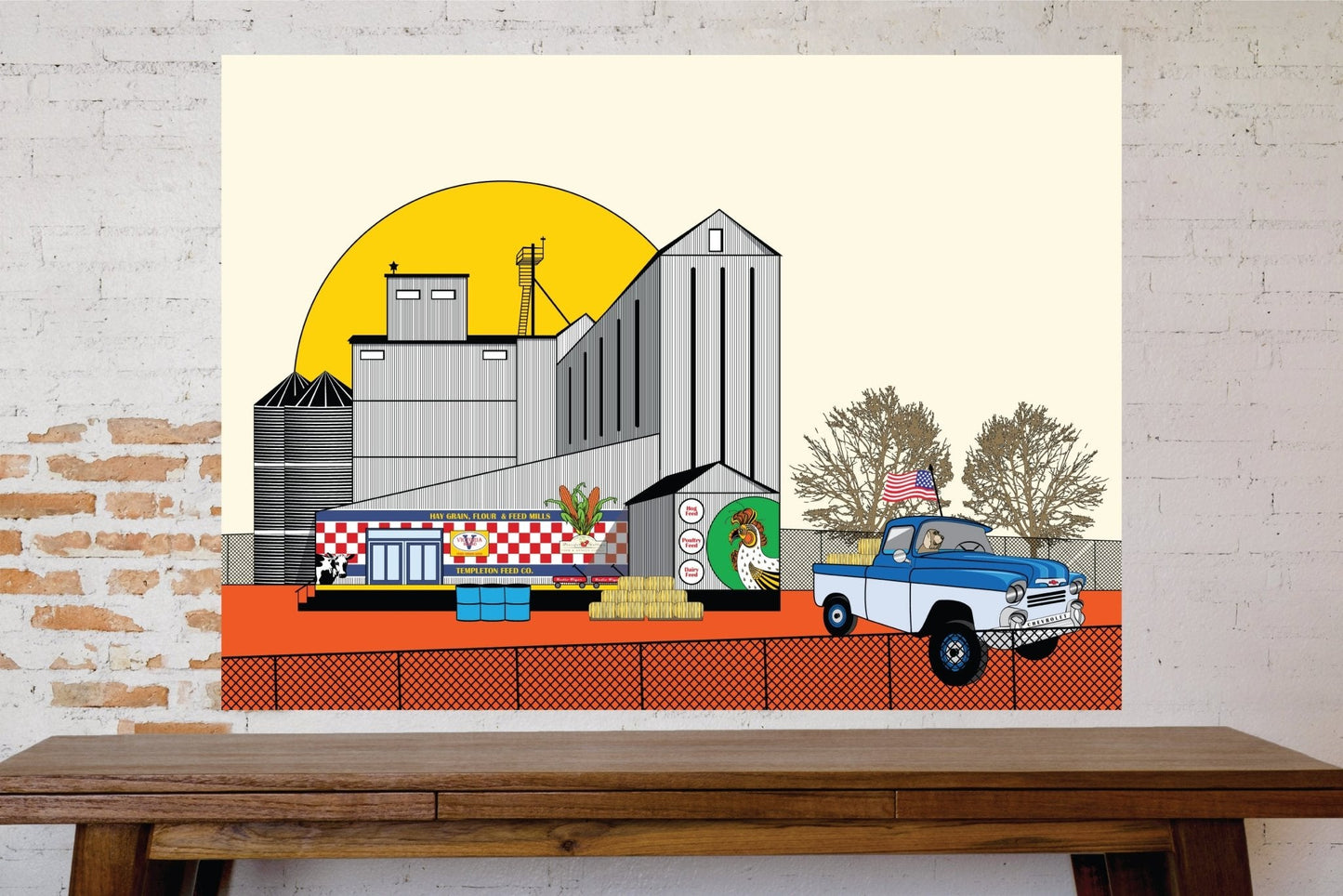 Wall Art, Folk Art, Contemporary Art, Pop Art, Retro Art, Fine Art, Modern Art, Contemporary Art, Extra Large Wall Art Waiting at the Grainery - WeezWomp