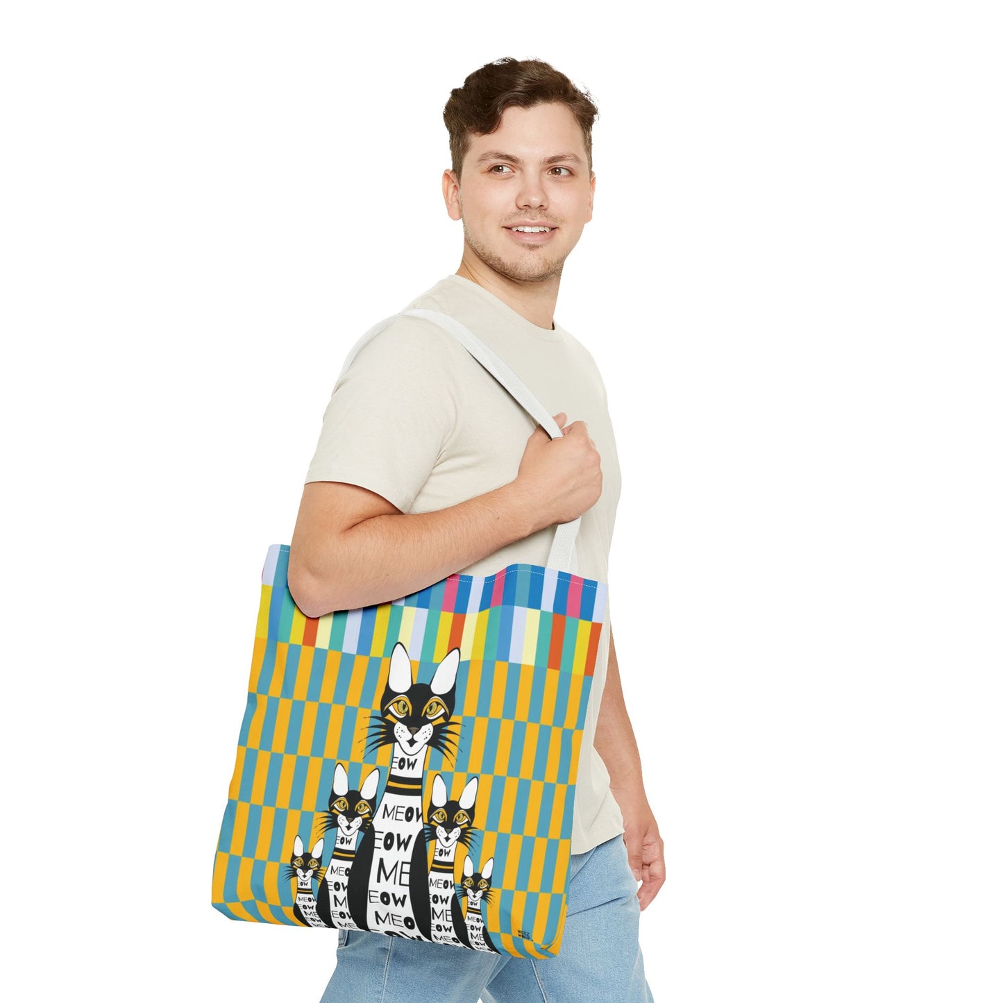 10 Pin Cat's in Blue - Fashion Tote & Beach Bag