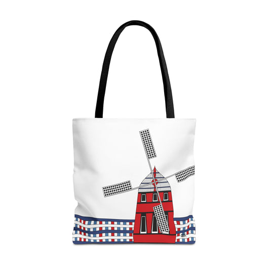 Windmill in Red - Fashion Tote & Beach Bag