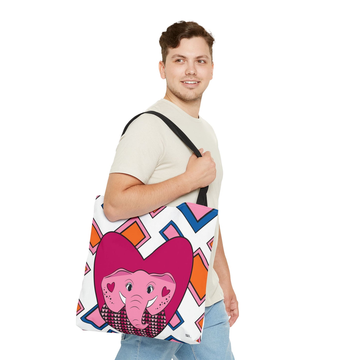 Elephant Love in Pink - Fashion Tote & Beach Bag