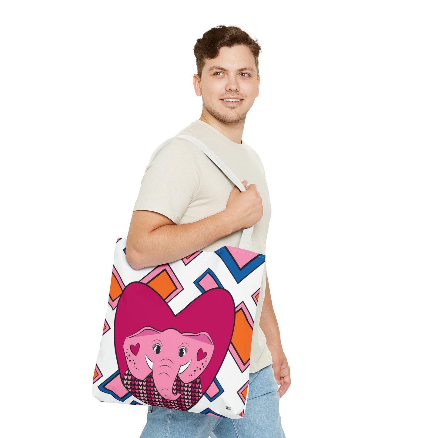 Elephant Love in Pink - Fashion Tote & Beach Bag
