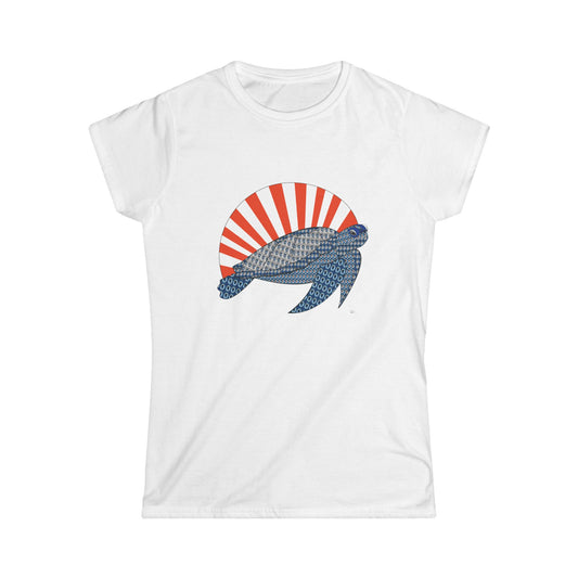 Sea Turtle in Blue Women's Softstyle Tee