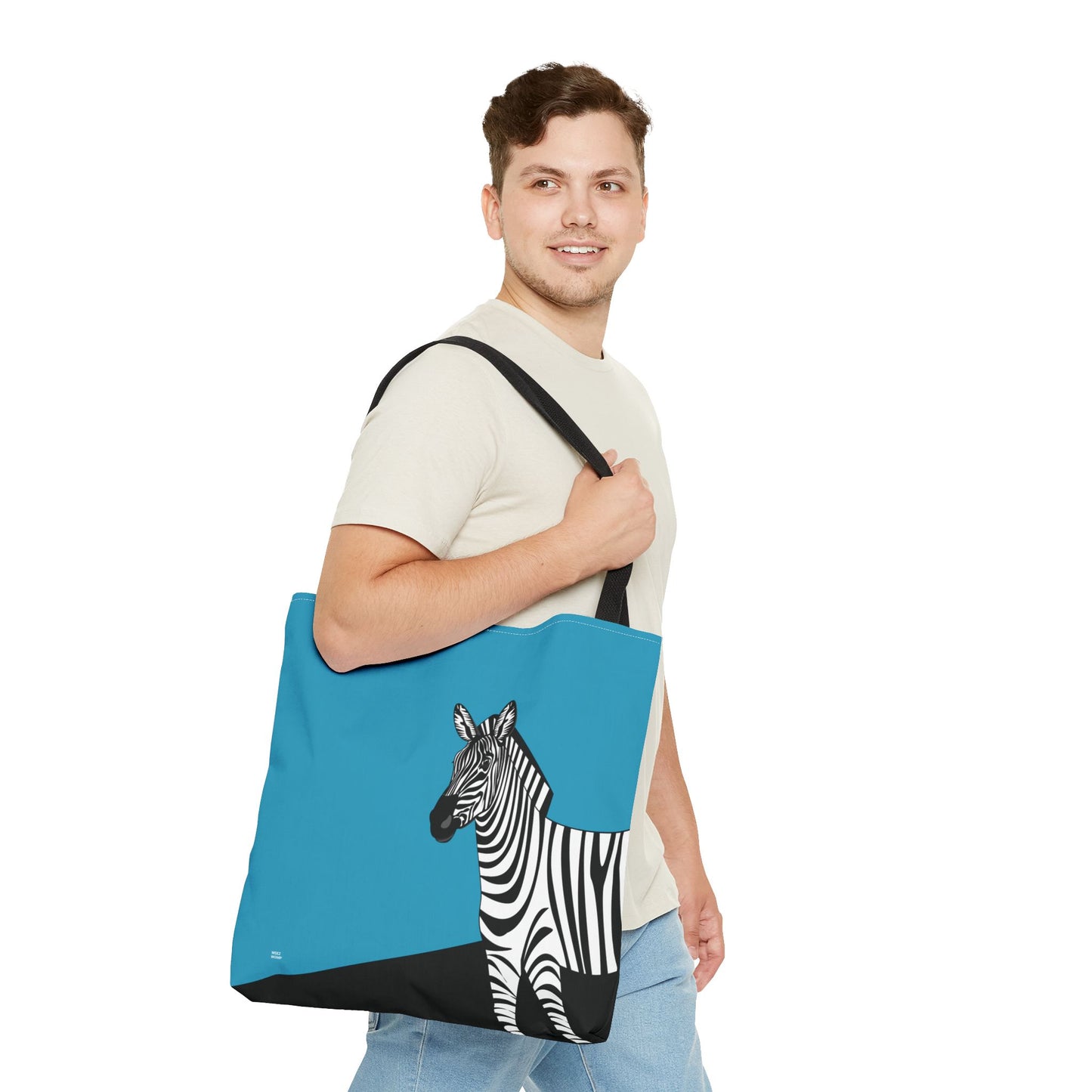Zebra on Turquoise - Fashion Tote & Beach Bag