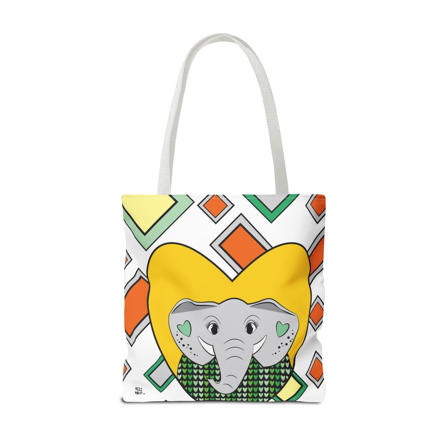 Elephant Love in Green - Fashion Tote & Beach Bag