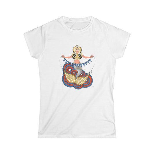 Mermaid Seas The Day in Orange - Women's Soft Style Tee