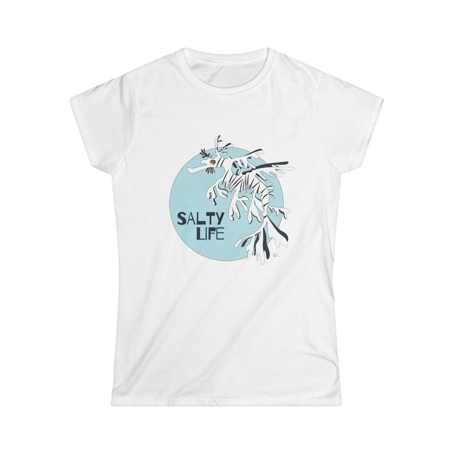 Leafy Sea Dragon Salty Life in White - Women's Soft Style Tee