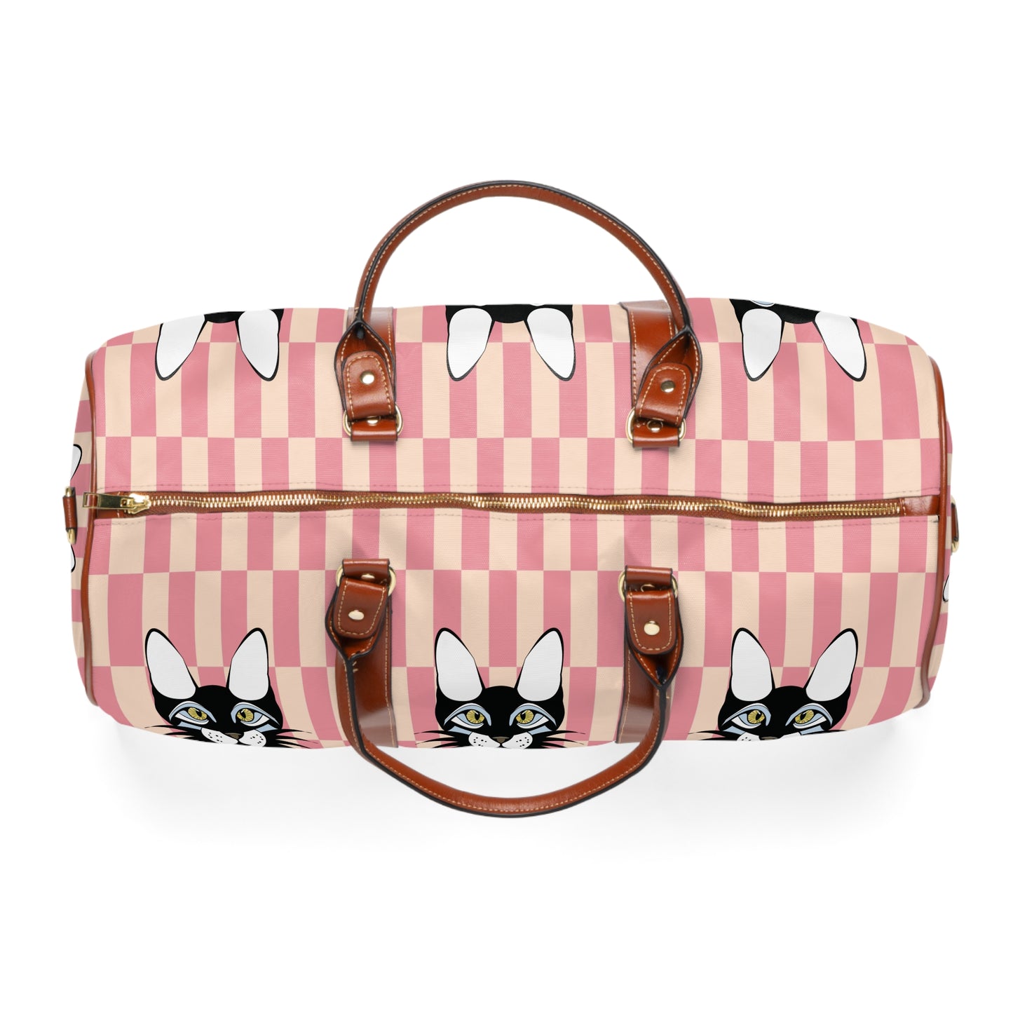 Cat's Meow Checkered Waterproof Travel Bag — 10 Pin Cats Duffel Bag