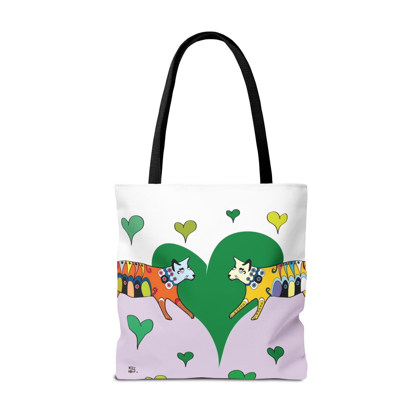 Cat Love in Green - Fashion Tote & Beach Bag