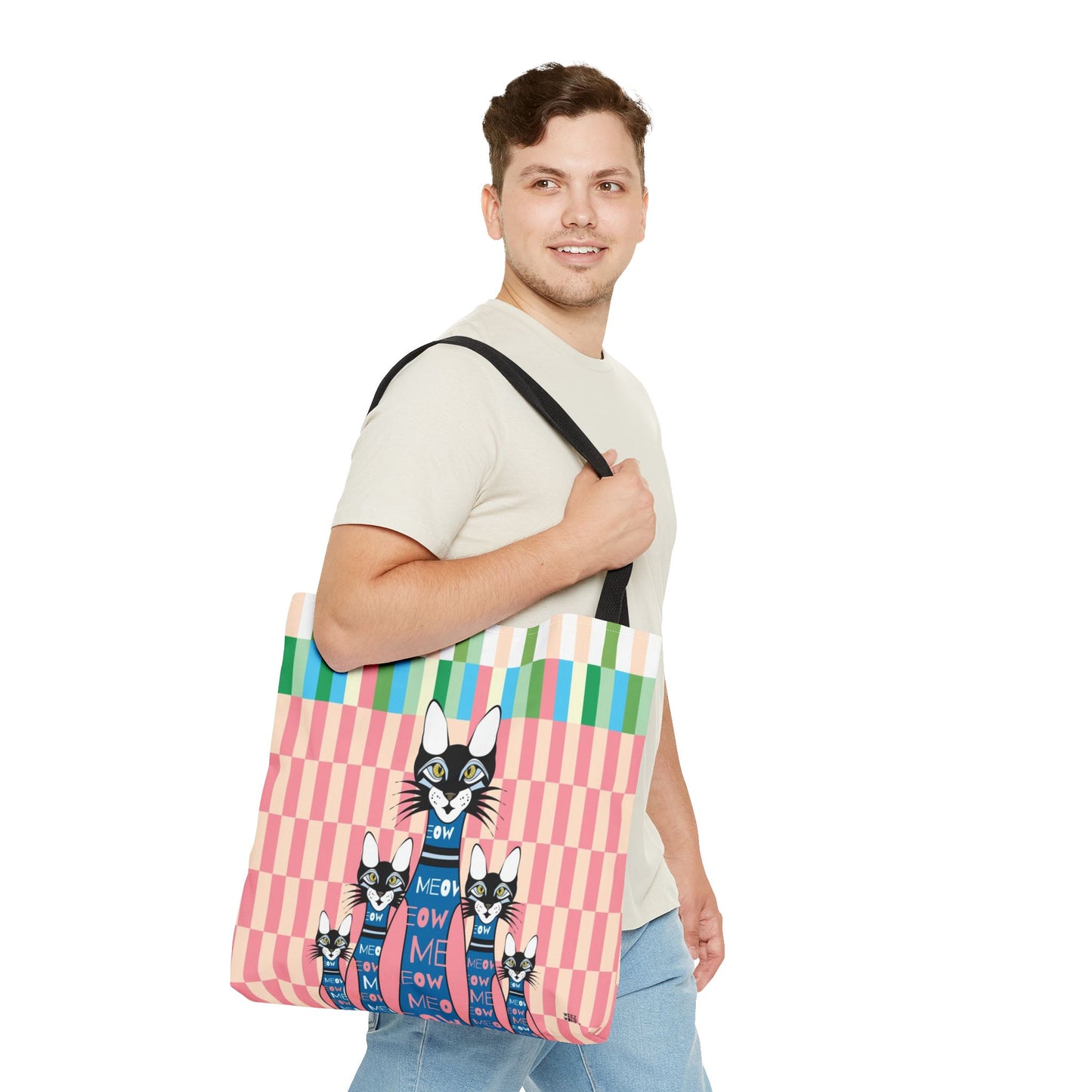 10 Pin Cat's in Pink - Fashion Tote & Beach Bag
