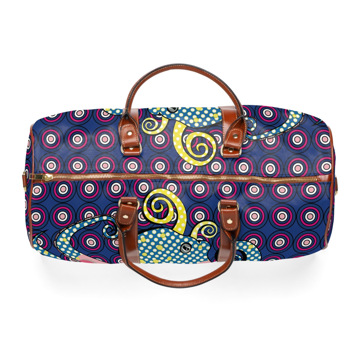 Octopus Pattern Waterproof Travel Bag — Colorful Nautical Weekender Duffel