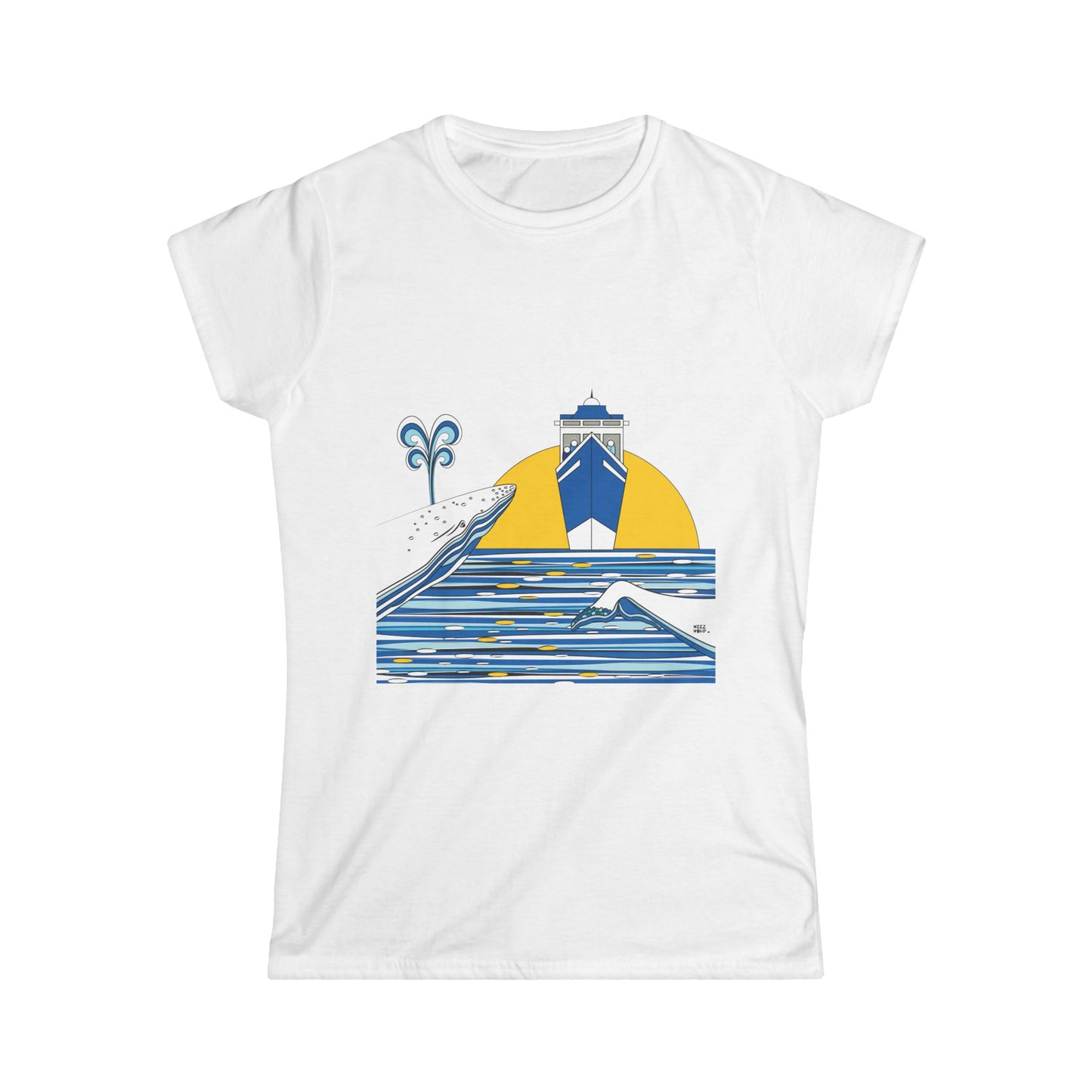 Watching Whales in Blue - Women's Soft Style Tee